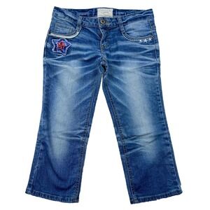 Concert Club Lolita Capri Jeans Embroidered Stars Sequins Size Large